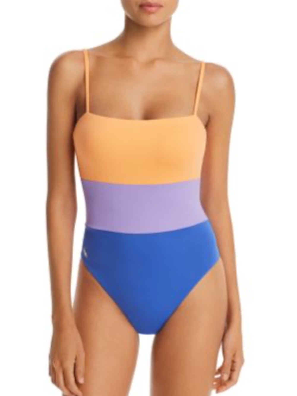 Polo Ralph Lauren Modern Solid Color Block Lace Back One-Piece Swimsuit Sz Med